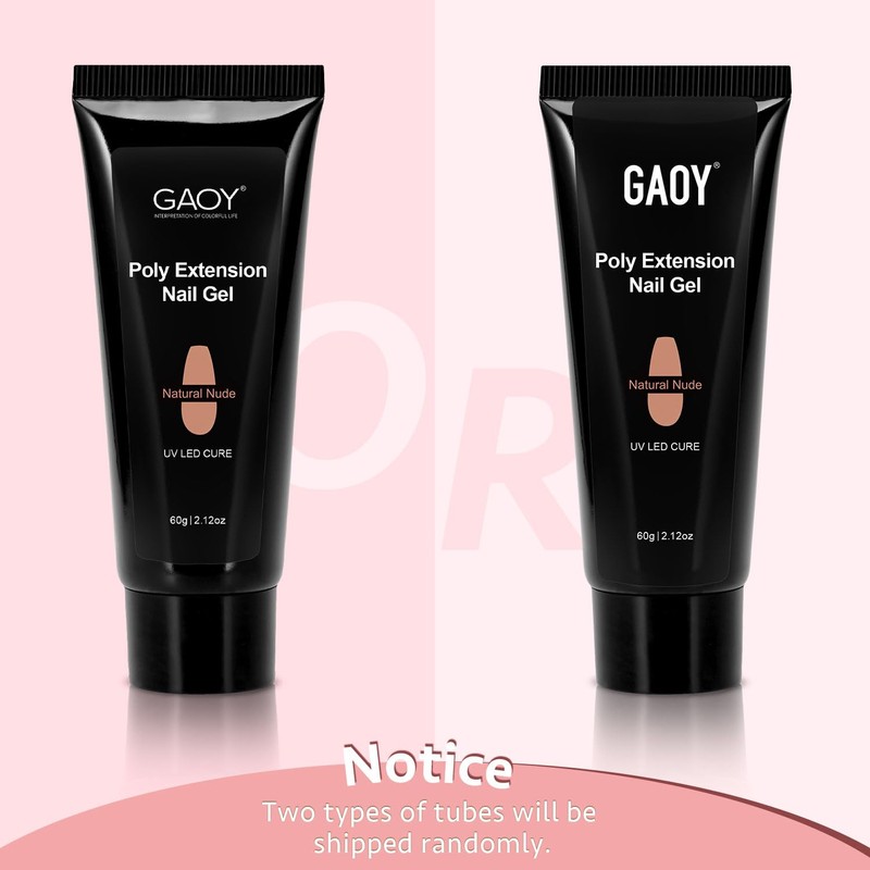 GAOY Poly Gel, 60g Nail Extension Gel, Natural Nude Builder