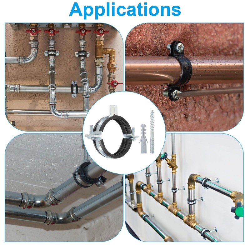 PATIKIL 2.3"-2.6"/59-65mm Split Ring Pipe Hanger, 6 Pcs Heavy Duty