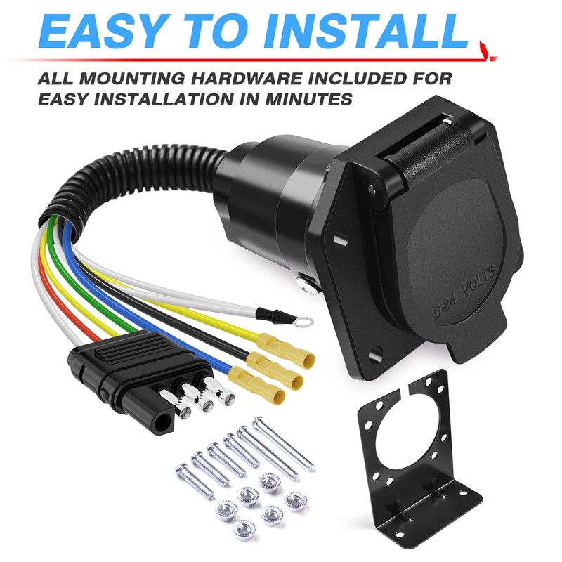 MICTUNING Enchufe adaptador plano de 4 vías a 7 vías