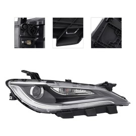 QUSKLISU Headlight Assembly, for Chrysler 200 (Submodel: C, Limited) 2016 2017 Halogen Front Headlamp, 68284782AA 68284783AA Direct Replacement Head Light (Right Passenger Side)