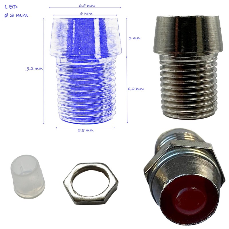 Lumetheus LED Socket 3 mm Metal Silver – Set of