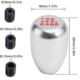 Schaltknauf Schaltkopf Schalthebelknopf Gear Knob 6 Gang Auto Schaltknauf Universal Metall Modifikation Manueller Schaltkopf Gangschaltung, Silber