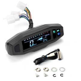 Shkalacar Motorcycle Speedometer Gauge, Mini Universal LCD Motorcycle Meter Speedometer, Digital Odo-Meter Electric Motor Bike Tachometer