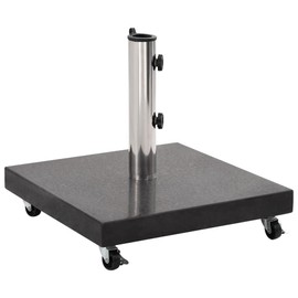 vidaXL 66.1lb Square Umbrella Base with Wheels, Patio Parasol Base for 1.5"/1.9" Pole Sizes, Granite Plate, Stainless Steel Pipe, Elegant Style, 17.7"x17.7" Black