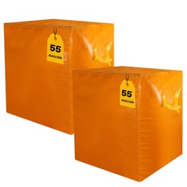 Kiolnoy 2 Pack 55-Gallon Heavy Duty Moving Bags, Large Storage Totes with Zipper, Alternative to Moving Boxes for Storage, Seasonal Clothes, Student Moving, College Dorm (Orange)