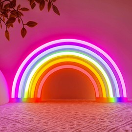 HOHOSIGN Rainbow Neon Sign Led Lights Rainbow Wall Decor Rainbow Room Decor For Girls, USB/Battery Operated Rainbow Lamp Kids Classroom Neon Light Decorations For Night Bedroom Office Christmas