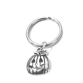 Jamie's bargain store  Silver Jack-o-Lantern Pumpkin Keyring Keychain