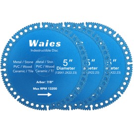 Waies 5 Inch Indestructible disc for Angle Grinders, All Purpose Metal Cut Off Wheels Multifunction Disc for Steel, Rebar, Sheet Metal, Angle Iron, Stainless Steel (3 Pcs)