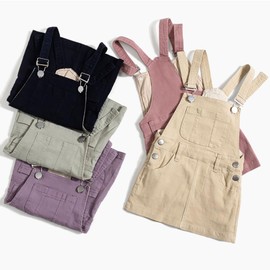 ABALACOCO Girls Casual Denim Overalls Stretch Material Dress Button Sleeveless Ajustable Strap Jean Fashion Wear 3-11T (Navy Blue,9/10 Years)