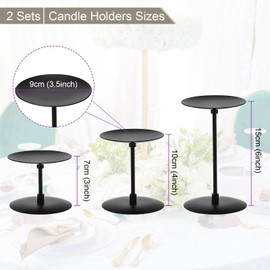 PATIKIL Negro Candelabros Portavelas, 2 Juego Moderno Hierro Vela Plato Candelero para Comedor Mesa Decoración Mesa Centro Hogar Chimenea Fiesta Aniversario