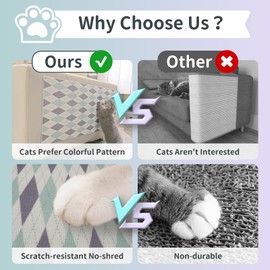 PAIBAN Cat Scratcher Carpet Mat with Adhesive Bottom - Protect Furniture & Floors, Safe Cat Scratcher Mat, Easy-to-Clean Cat Scratcher Carpet with Stylish Diamond Design for Furniture Protection