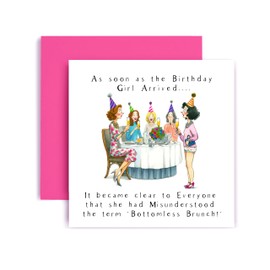 Huxters Friend Birthday Card Female – Funny Bestie Bottomless Brunch Happy Birthday - Best Friend Card for Her Sister Mum Lovely Women - 14.8cm