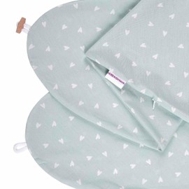 HOBEA-Germany Cover for Breastfeeding Pillow, Positioning Pillow, Pregnancy Pillow, Large Side Sleeper Pillow, Pastel Green Hearts, XXL