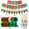 Fecedy MERRY CHRISTMAS Hanging Paper Banner Pom poms Paper flower