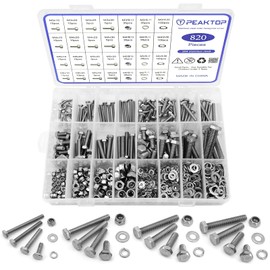Pack of 820 M3/M4/M5/M6 Hex Bolts Nuts Washers Hex Screws Set Machine Screws Stainless Steel Screws Assortment for Motor Vehicles Motorcycle Household Appliances Repair