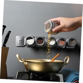 GRIRIW 8pcs Magnetic Spice Jar Magnets Stickers Jars Canisters Tins Container Spices Fridge for Magnetic Spice Dispenser Magnetic Spice Tin Magnetic Spice Holder Stainless Steel Silver