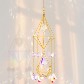 AWARDSEN Sun Catchers Natural Citrine Crystal Wind Chimes for Windows Hanging Ornament Outdoor Indoor Car Garden Party