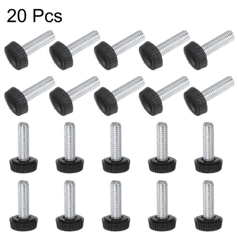 uxcell 20pcs M6 x 20mm Metric Male Thread Knurled Knobs,