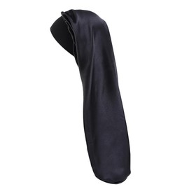 JZS Long Satin Bonnet for Sleeping 2 Pack Adjustable Silk Lined Hair Wrap for Women with Braids Dreadlocks and Curly Hair,Black