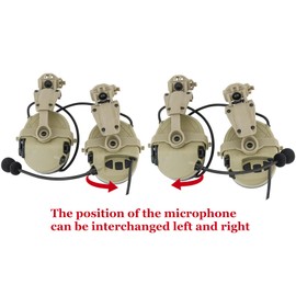 TSVISIONCORE TAC303 Tactical Communication Headset with ARC Rail Adapter Noise Reduction Hearing Protection with U94 PTT (Tan)