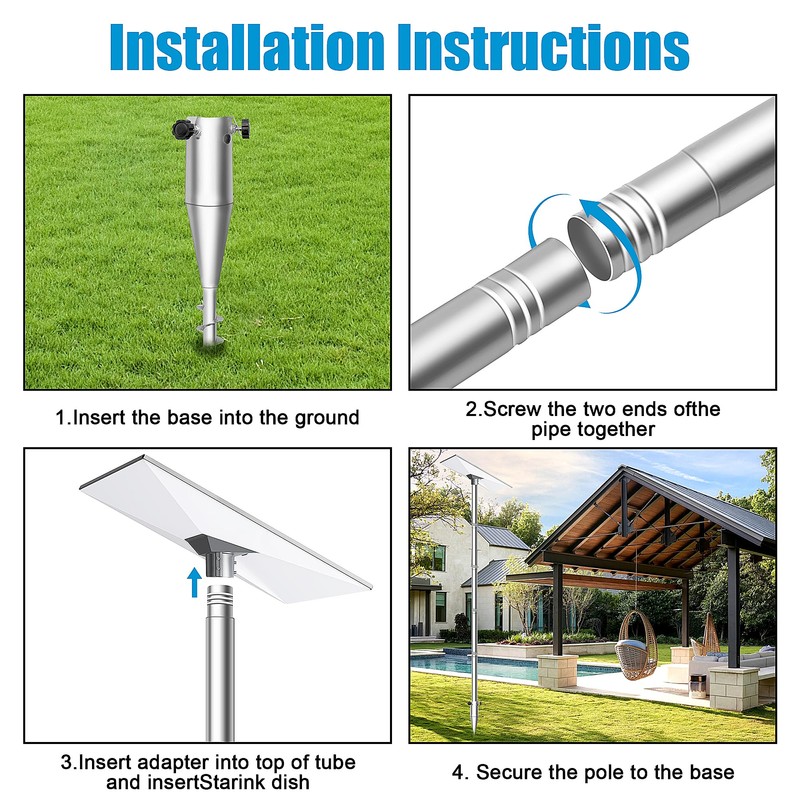 NovaKits 10FT Starlink Gen 3 Ground Pole Mount Kit，Durable 1.5''