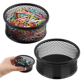 NINEFOX Metal Paper Clip Holders Mesh Paper Clip Dispenser Organizer for Desk Black 4 Pack