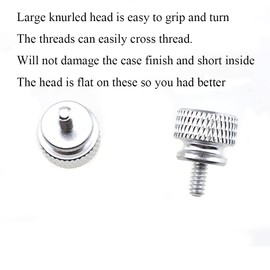 Hahiyo Anodized Aluminum Thumbscrews 6#-32 Thread Size Large Knurled Head Cage Mounts Hand Tighten Easy to Grip and Turn Not Damage Inside Sturdy for Computer Case PCI Slot Motherboard Silver 10pcs