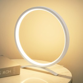 MAYTHANK Table Lamp Desk Lamp,Creative Metal Circle Bedside Lamp for Bedroom,Modern Minimalist Circular Aesthetic Ring Desk Light,Lampe de Chevet,Lampe de Bureau,Warm Light,USB Cord