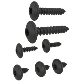 Auprotec Tapping Screws, Flat Head, with Disc, Torx, Black, Galvanised, DIN 7049