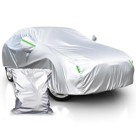 LIGUTEC Funda para Auto Impermeable, Universal Cubierta para Automovil 490x185x150cm con Bolsa, Cubre Carro Proteccin Solar UV Lluvia Nieve con Tiras 