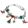 Lova Jewelry Christmas Theme Murano Glass Beaded Silvertoned Charm Bracelet