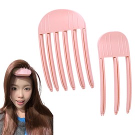 ESJNNK Root Stand Up Clip, Set of 2, Bangs Clip Curler, Bangs Curler, Hair Curler, Fluffy Bangs, Styling Comb, Curly Hair Bangs Set (Pink, Small + Large)