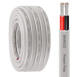 Kimbluth 8 Gauge Duplex Marine Wire Tinned Copper Boat Cable, 6ft 8 AWG Standard USA OFC Oxygen Free Copper Wire for Automotive Boat Speakers Solar Outdoors