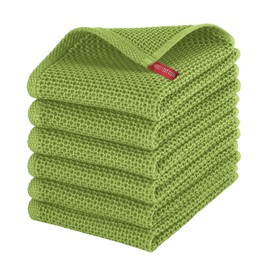 Elegant Comfort 100% Turkish Cotton 6-Pack Waffle Premium Kitchen Towels - Quick Drying and Super Absorbent Kitchen Dishcloth Towels, Ultra Soft Multi-Purpose Cleaning Towels, 16 x 25, Sage
