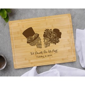 Alterd Industries Sugar Skull - Sugar Skull wedding set, Sugar skull Cutting Board, Cutting Board, Wedding Gift, Day of the dead, Dia de los muertos, (Medium Bamboo Cutting Board, Sugar Skull)