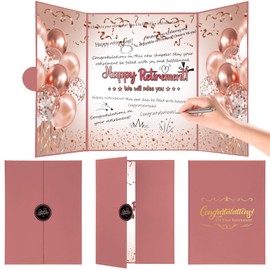 Retirement Party Decorations,Rose Gold Retirement Guest Book Jumbo Happy Retirement Card to Sign Signature Board Best Retirement Gifts for Men Women Coworkers Farewell Going Away Party Supplies