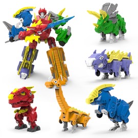 STOULKD 5-in-1 Robot Dinosaur Toys Set: Large Transforming Robot Take Apart Kit with 5 Dinosaur Action Figures - Triceratops Deformation Toys for Kids Ages 4 5 6 7 8 9