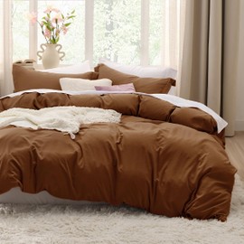 Bedsure Bedsure Brown Duvet Cover Queen Size - 3 Pieces Prewashed Extra Soft Bedding Set, Includes 1 Duvet Cover 90x90 Inches with Zipper Closure & 2 Pillow Shams, Comforter Not Included