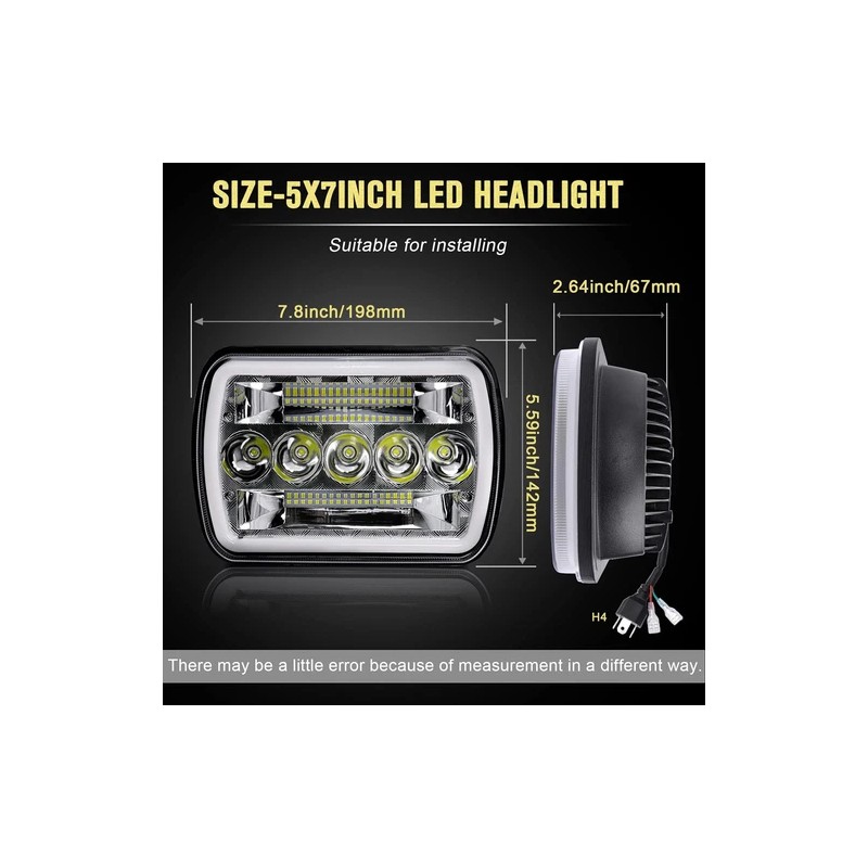 Unbranded Pair 5x7'' 7x6 LED Headlight DRL For International 9900i
