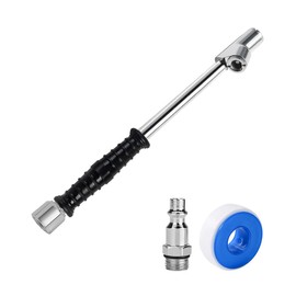 TNAIYH Dual Head Air Chuck Set, 2-Way Connection 9" Extended Reach 1/4" FNPT Straight Foot Tire Chuck, Tire Inflator Gauge Compressor Fill Kit Tool, Universal Automotive Accessories