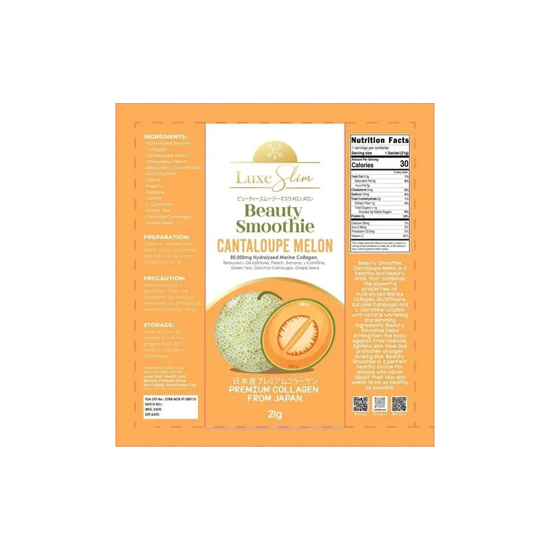 Luxe Slim Smoothie Cantaloupe - Colágeno Marino Hidrolizado