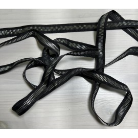 Wright's 1/2" Faux Metallic Zipper Decorative Sewing Ribbon Black Silver Trim By The Yard