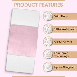 2 x Washable Incontinence Bed Pads Pink | 85 x 90 cm | Incontinence Bed Sheets | Suitable for Single Bed | Absorbent Pads | Reusable | (With Tucks/Flaps, 1 Pack of 2)