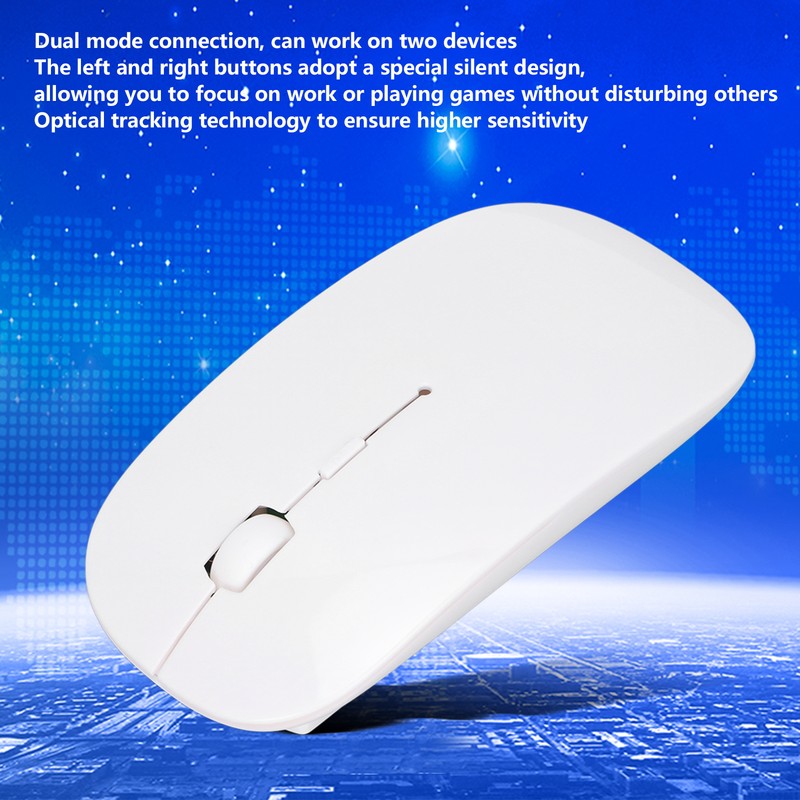 Wireless Mouse 2.4G Dual Mode 1200DPI Sensitive Slim White Laptop