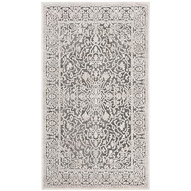 SAFAVIEH Reflection Collection Accent Rug - 2'3" x 3', Dark Grey & Cream, Boho Tribal Distressed Design, Non-Shedding & Easy Care, Ideal for High Traffic Areas in Foyer, Living Room, Bedroom (RFT670B)