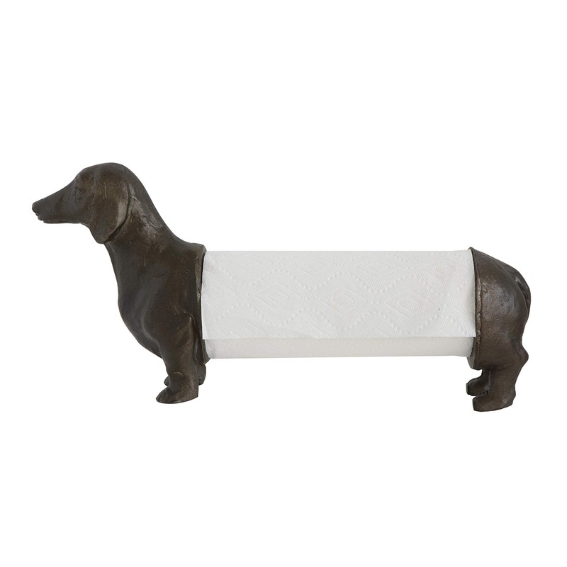 Creative Co-Op Antiqued Bronze Dachshund Dog Paper Towel Holder