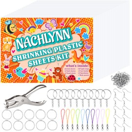 NACHLYNN 156 PCS Shrink Kit Dinks Heat Shrinky Sheets with 15 PCS Shrinks Plastic Sheets for Kids Jewelry Keychains Creative Ornaments Craft