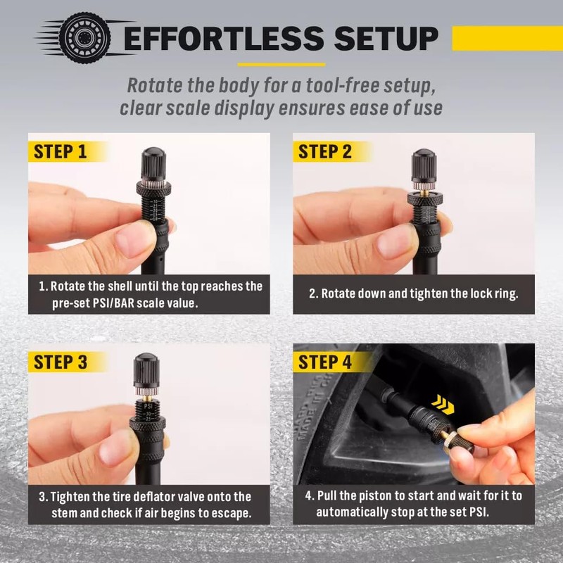 HORUSDY Automatic Tire Deflator Kit 10-30 PSI, Offroad Tyre Pressure