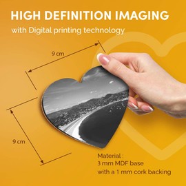 Destination Vinyl ltd Great Coasters (Set of 2) Heart - BW - San Juan Del Sur Nicaragua Beach Travel Drink Glossy Coasters/Tabletop Protection for Any Table Type #43475