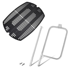 Criditpid Grill Replacement Parts for Weber Q3200, Q300, Q320, Q3000 Gas Grills, 7646 7584 Cooking Grates & 65032 304 Stainless Steel Burner Tube Kit for Weber 586002 57060001 Gas Grill Accessories.